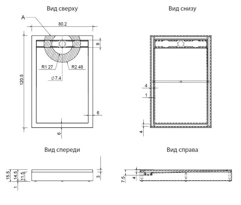 Приобрести aquanet душевой поддон stone lite 120x80 см, белый