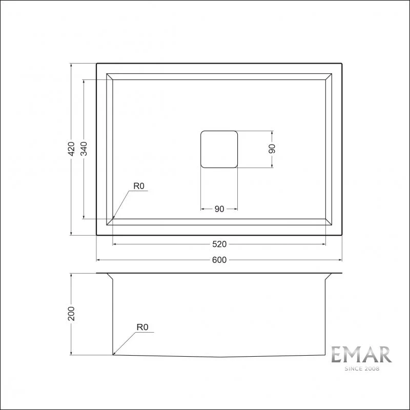 Приобрести emar кухонная мойка 60х42 см, графит emb-129a pvd nano dark