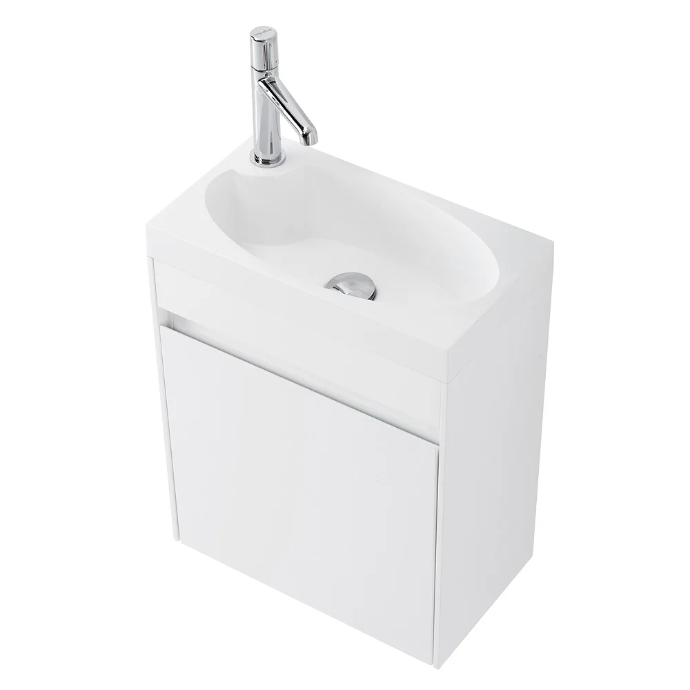 Приобрести belbagno тумба с раковиной pietra mini 46 см, подвесная с дверью 46-r bianco lucido, белая раковина