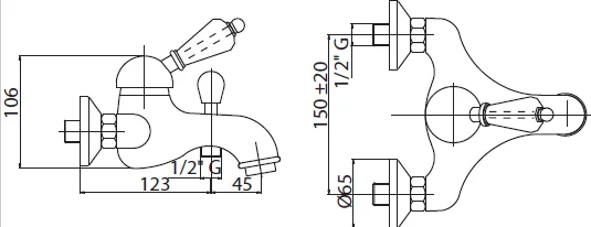 Приобрести cezares смеситель для ванны и душа elite, бронза elite-vm-02-m