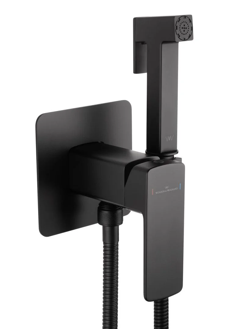 Приобрести смеситель с гигиеническим душем встраиваемый wonzon & woghand edge, черный матовый (ww-88829003-mb)