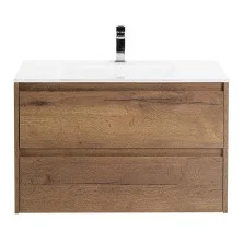 BelBagno Тумба с раковиной KRAFT 90 см, подвесная Rovere Tabacco, стеклянная раковина