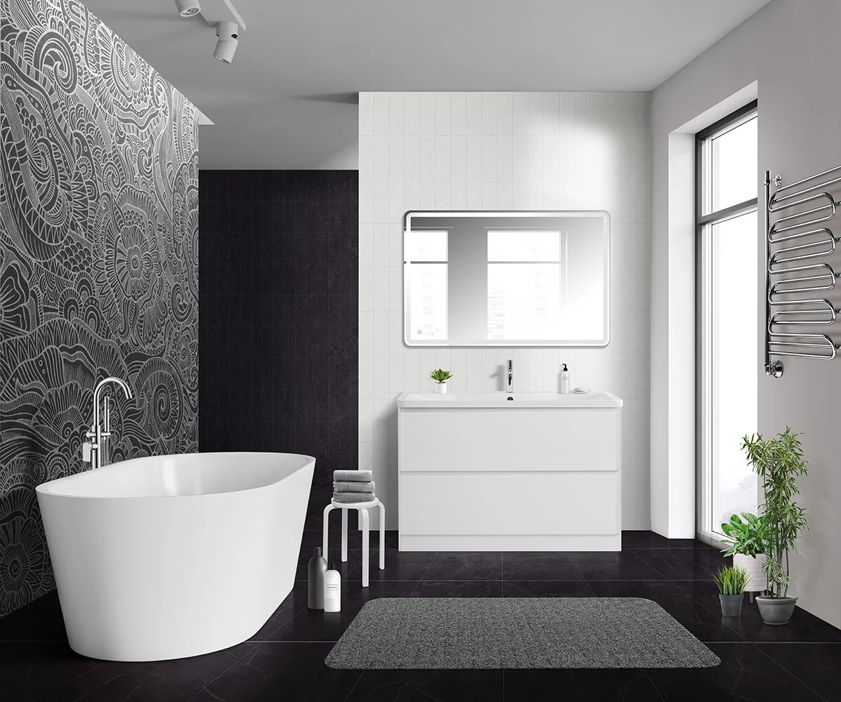 Приобрести belbagno тумба с раковиной albano 120 см, напольная bianco lucido, белая раковина