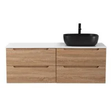 BelBagno Тумба со столешницей ETNA 120 см, подвесная Rovere Bianco, раковина справа