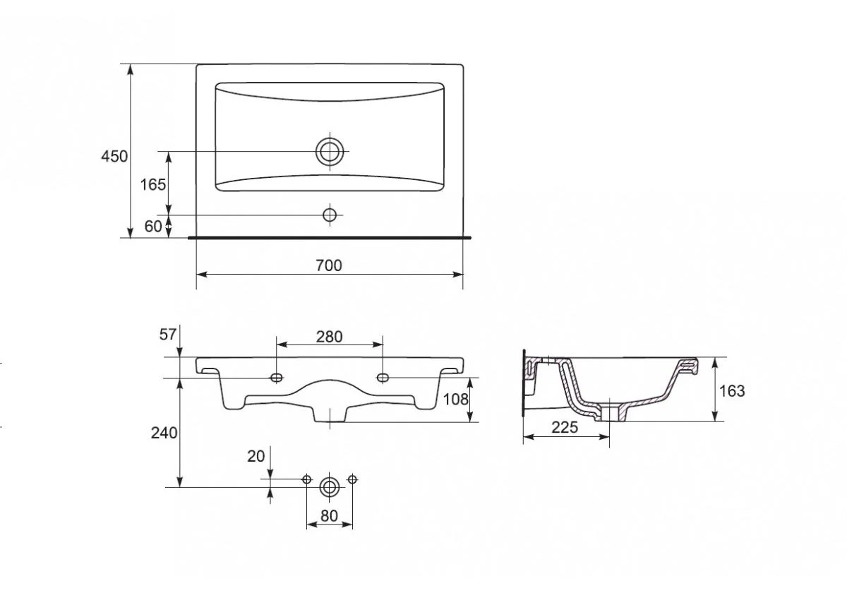 Приобрести раковина врезная на столешницу cersanit como 70 см