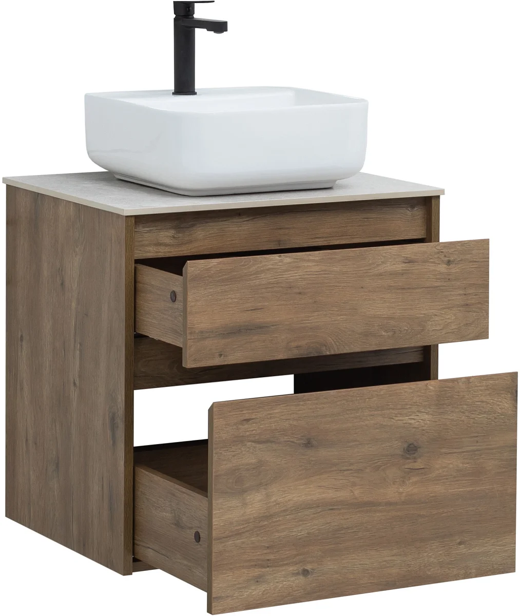 Приобрести aquanet тумба со столешницей nova lite 60 см, дуб рустикальный (2 ящика)