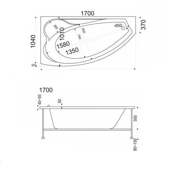 Приобрести торцевая панель для ванны bas николь 370