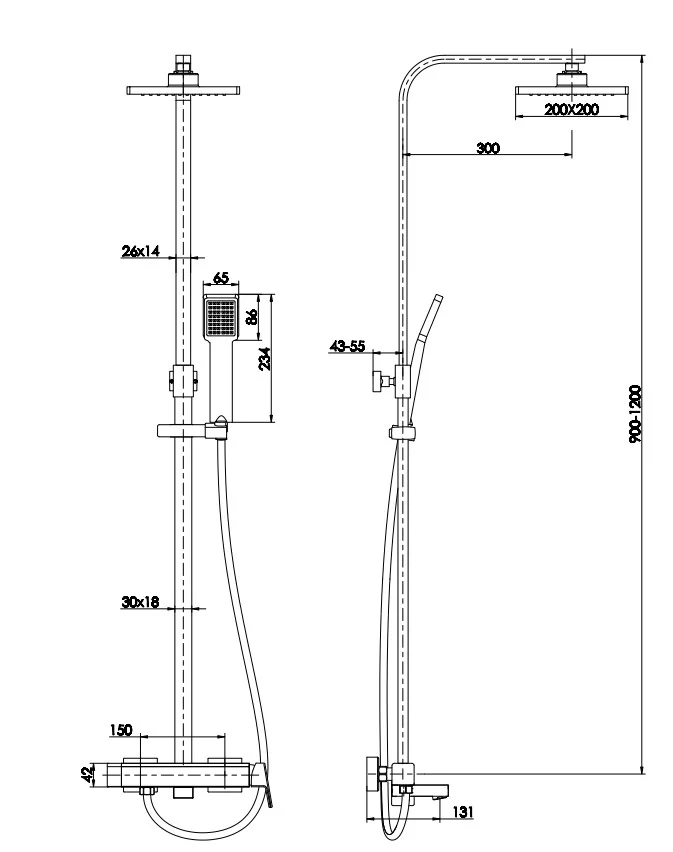 Приобрести aquanet душевая стойка gotic 120 см, черная af440-72-s-b
