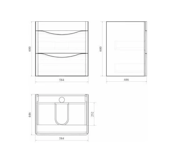 Приобрести mirsant тумба подвесная bravo 60 см с раковиной adel 60, ут000087294