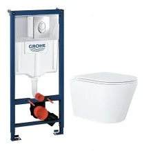 Инсталляция Grohe Rapid SL 3 в 1 с подвесным унитазом Azario Teramo c сиденьем микролифт 38721001+AZ-0053