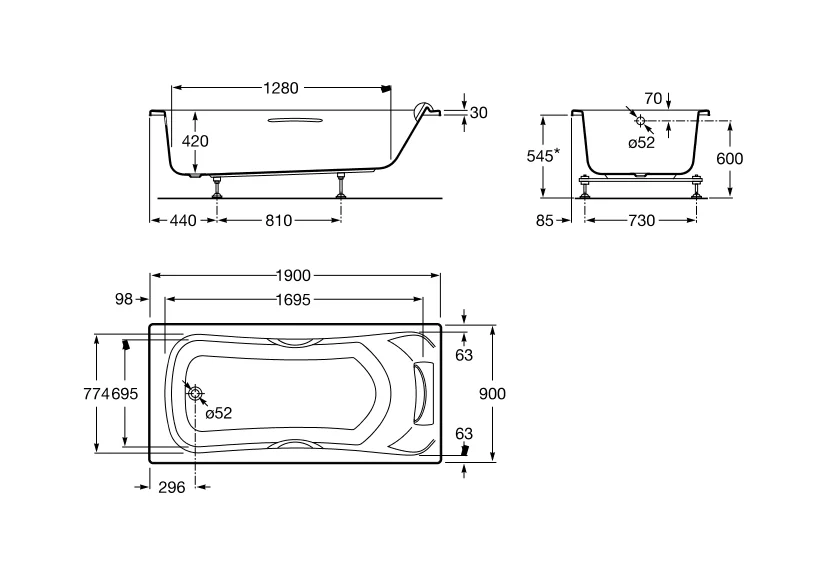 Приобрести ванна акриловая roca becool 190х90 см, z.ru93.0.302.0