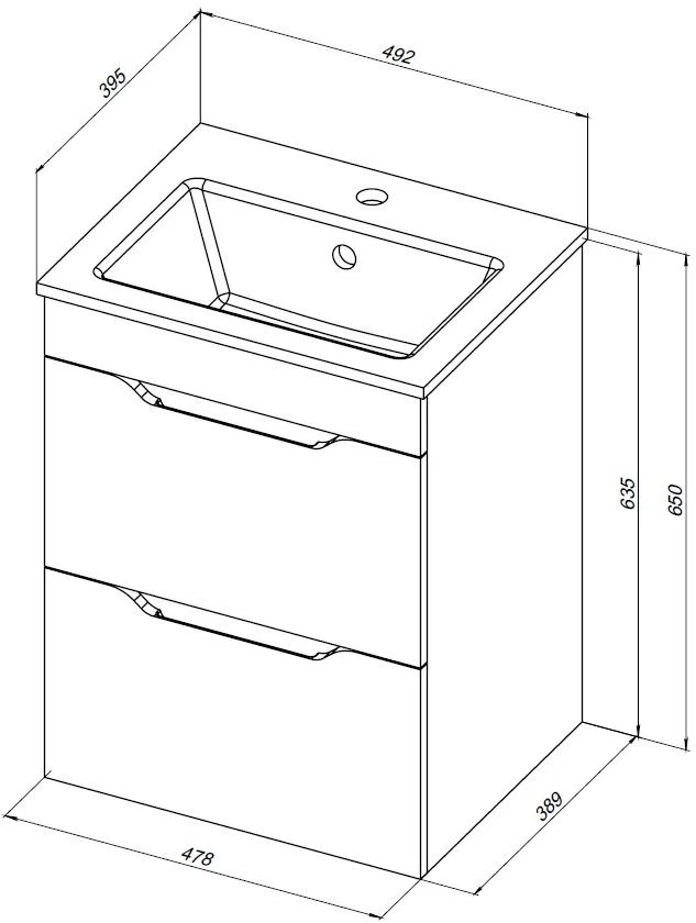 Приобрести aquanet тумба с раковиной практика 50 см, белая матовая (2 ящика)