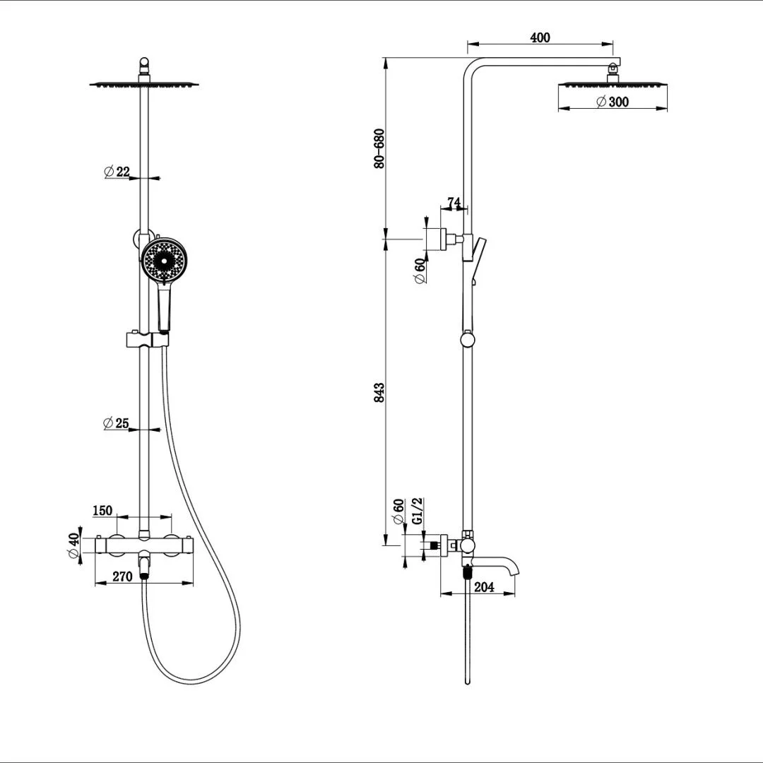Приобрести душевая система с термостатом wonzon & woghand stick, хром (ww-88739903-cr)