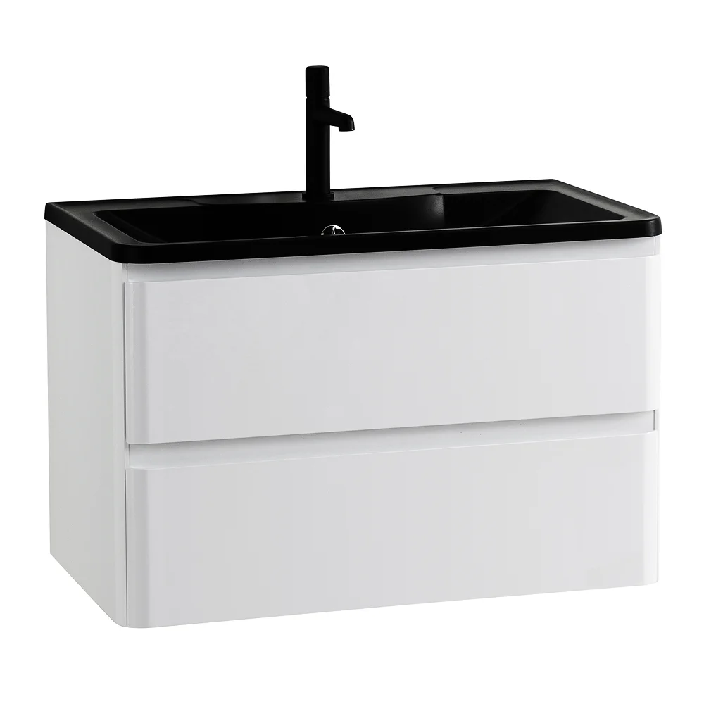 Приобрести belbagno тумба с раковиной albano 80 см, подвесная bianco lucido, чёрная раковина