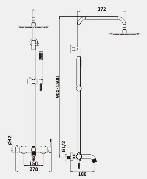 Приобрести душевая система vieir omodeo 1500 мм, черная v403562c