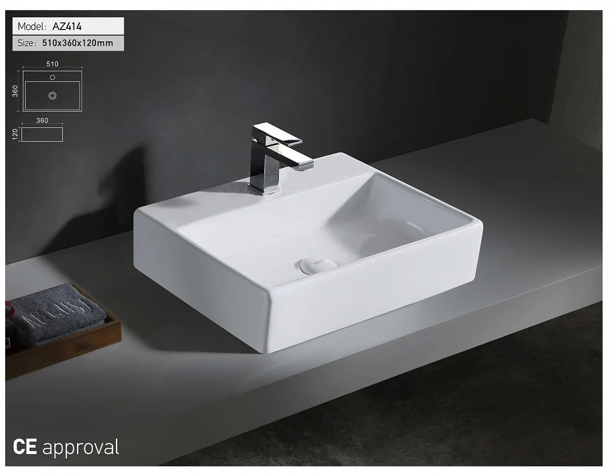 Приобрести azario раковина накладная 51х36 см, белая az-414