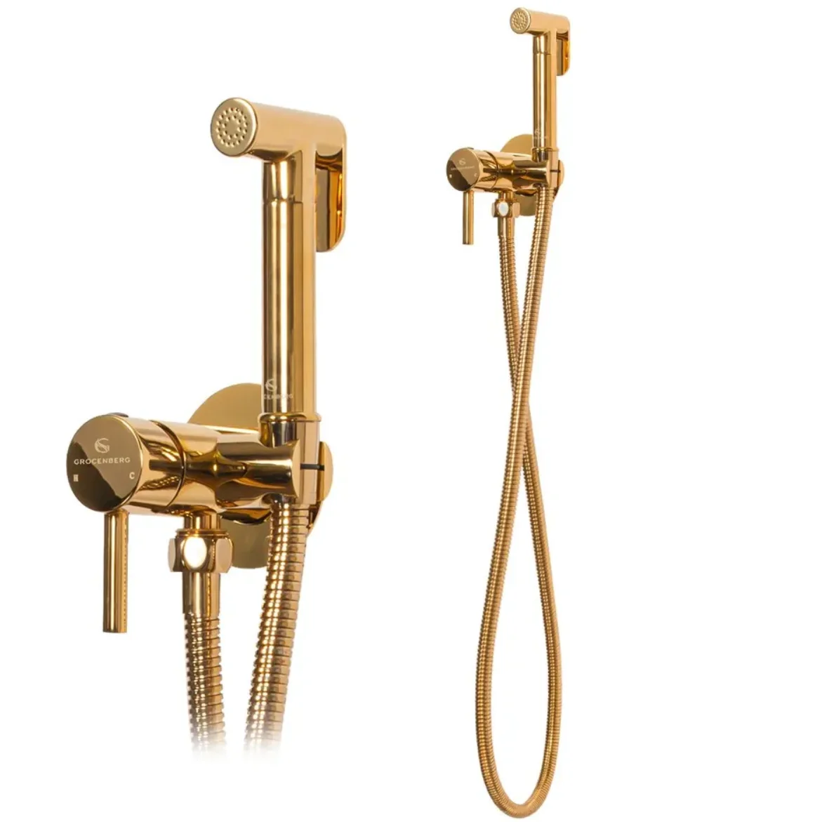 Приобрести grocenberg смеситель с гигиеническим душем, золото gb001go