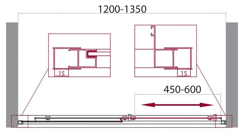 Приобрести дверь душевая belbagno unique 120-135 cм. хром/прозрачное