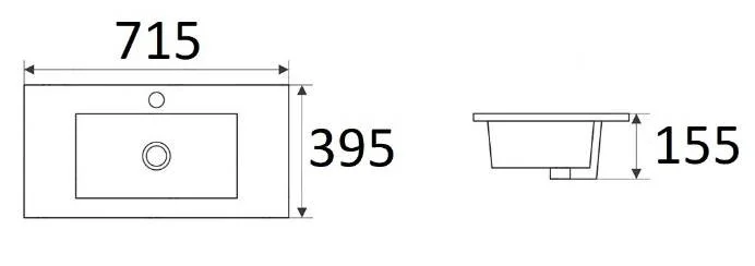 Приобрести раковина ceramalux 70 см 9393-70