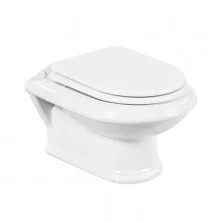 CEZARES Подвесной унитаз KING PALACE с деревянным сиденьем микролифт, белый\золото