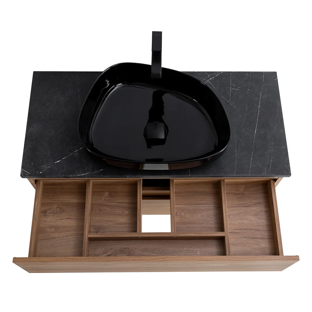 Приобрести cezares тумба со столешницей molveno 46 80 см noce chiaro, черный molveno 46-80-2c-so-nr