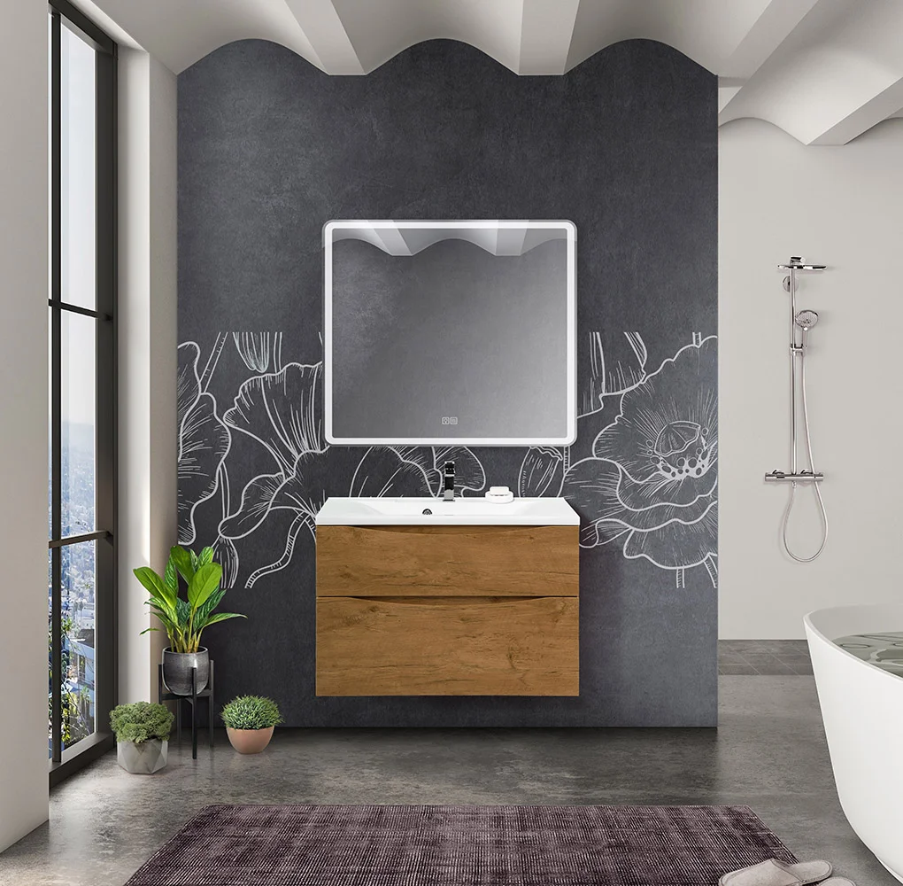 Приобрести belbagno тумба с раковиной marino-h60 80 см, подвесная rovere nature, белая раковина