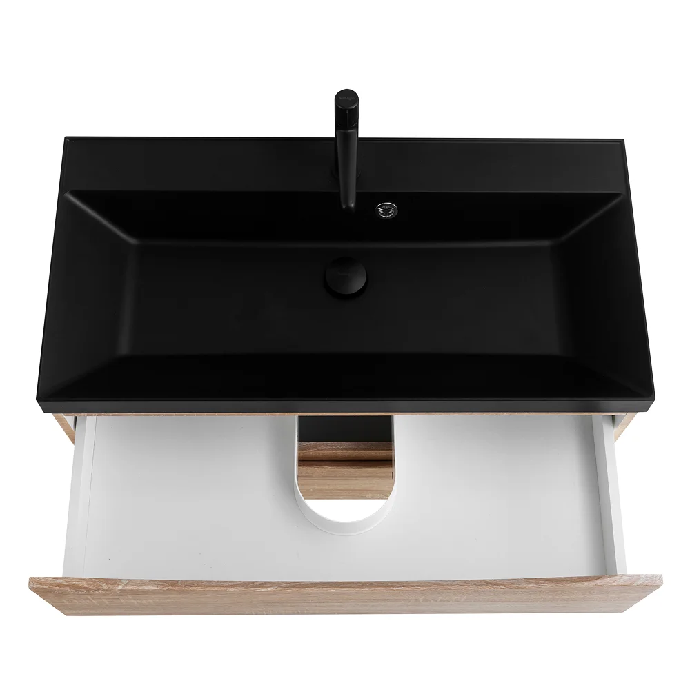 Приобрести belbagno тумба с раковиной marino 90 см, подвесная rovere bianco, чёрная раковина