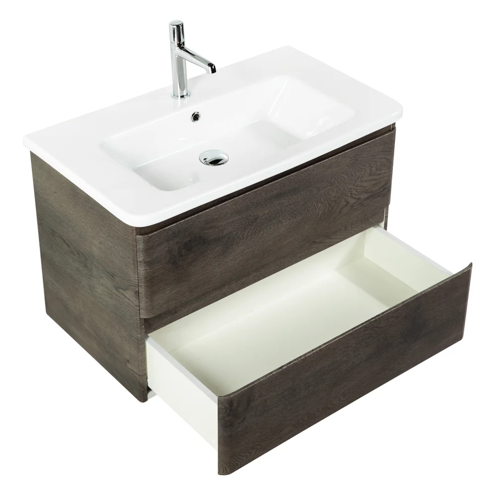 Приобрести belbagno тумба с раковиной albano-cer 80 см, подвесная rovere nature grigio, белая раковина