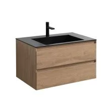 Vincea Тумба подвесная Luka 80 см, дуб натуральный с черной раковиной VMC-2L800NO;VCB-13800B