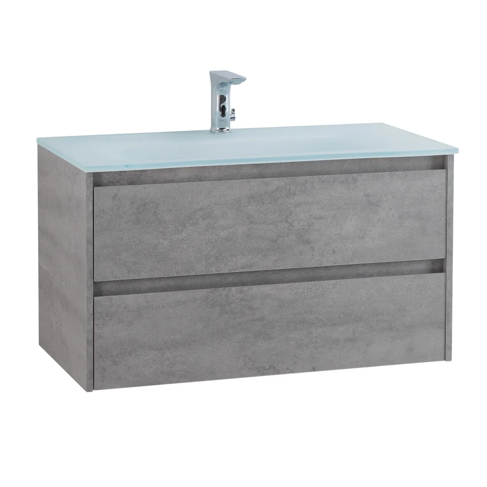 Приобрести belbagno тумба с раковиной kraft 90 см, подвесная cemento grigio, стеклянная раковина