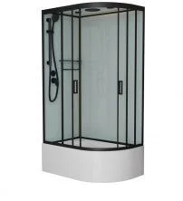 Frank Душевая кабина F412/2L Black с высоким поддоном, левосторонняя