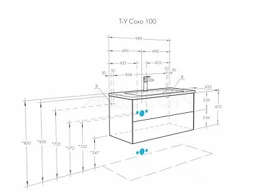 Приобрести тумба подвесная с раковиной акватон сохо 100 см, графит софт / дуб веллингтон