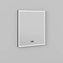 Briz Зеркало BERN 70х80 см, с подсветкой, подогревом,часы, температура, сенсорное включение , черное, ПДЗ 47-70