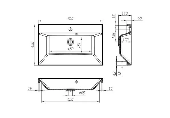 Приобрести тумба подвесная с раковиной belbagno aurora-700-2c-so-rt 70 см, rovere tabacco
