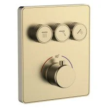 Термостатическая панель смесителя встраиваемая на 3 потребителя WONZON & WOGHAND, Брашированное золото (WW-INF323A-BG)