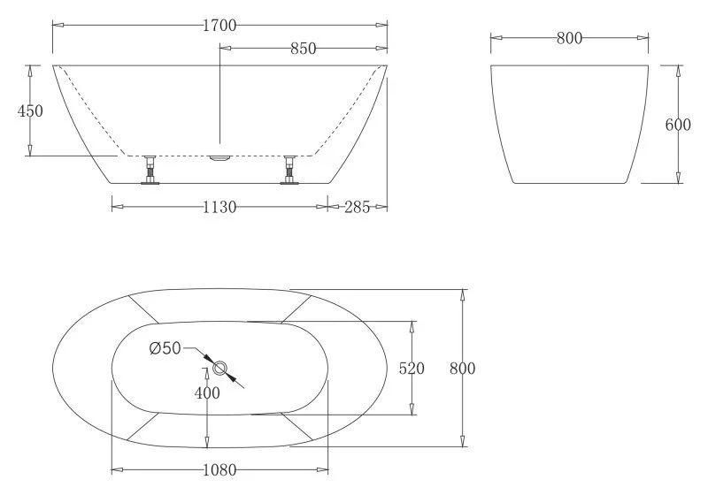 Приобрести ванна акриловая отдельностоящая belbagno 170х80 см, bb77-1700