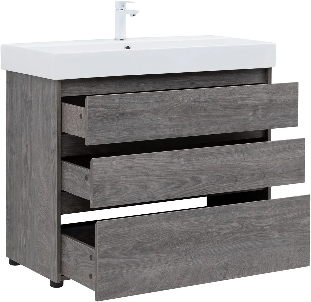 Приобрести aquanet тумба со столешницей и раковиной nova lite 100 см, дуб рустикальный (1 ящик)