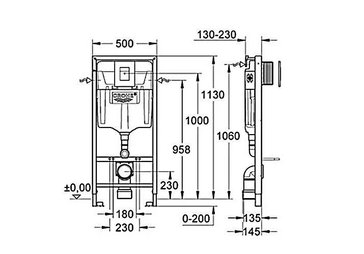Приобрести инсталляция для подвесного унитаза grohe rapid sl 38772001