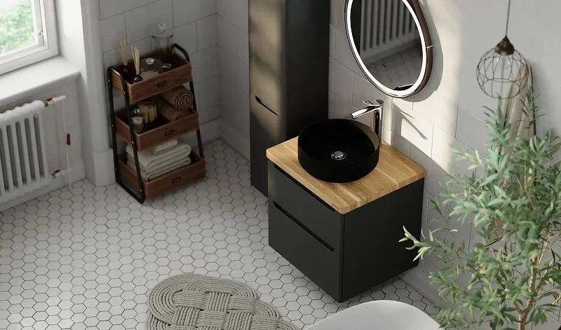 Приобрести jorno тумба подвесная wood 60 см со столешницей светлое дерево, антрацит