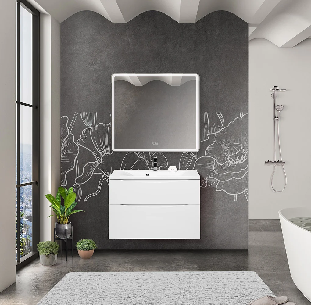 Приобрести belbagno тумба с раковиной marino-h60 90 см, подвесная bianco lucido, белая раковина