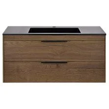 Vincea Тумба подвесная Chiara 100 см, дуб табак с черной раковиной VMC-2C2100TO;VCB-13100B