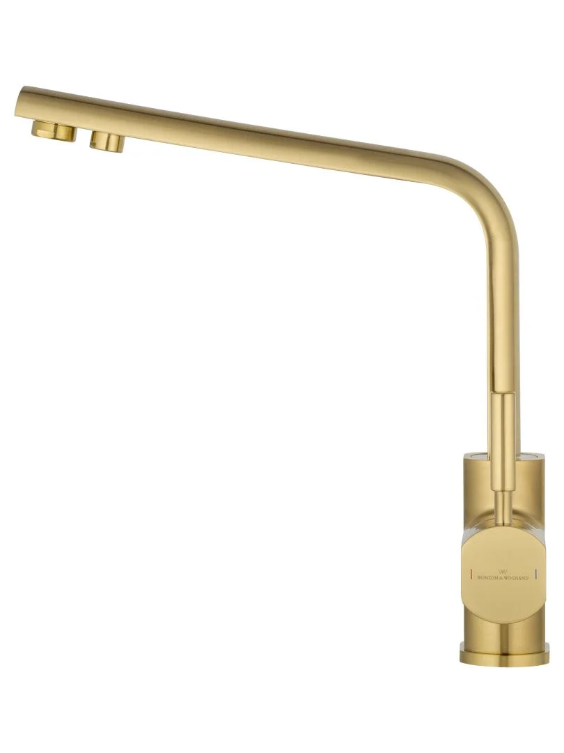 Приобрести смеситель для кухни c подключением фильтра wonzon & woghand, брашированное золото (ww-88458003-bg)