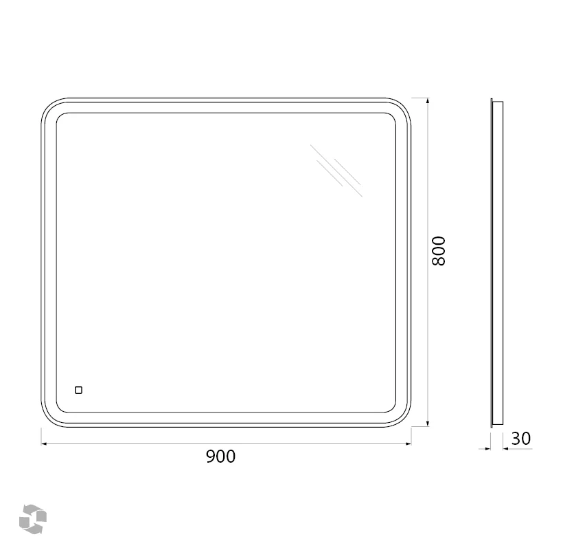 Приобрести belbagno зеркало 90х60 см spc-mar-900-800-led-tch