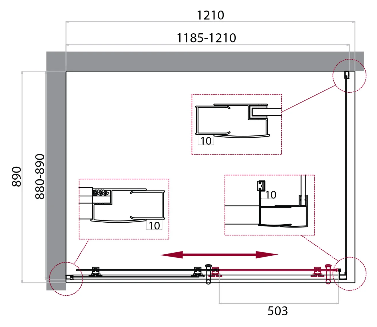 Приобрести belbagno душевое ограждение 120х90 см uno-195-ah-1-120/90-c-cr