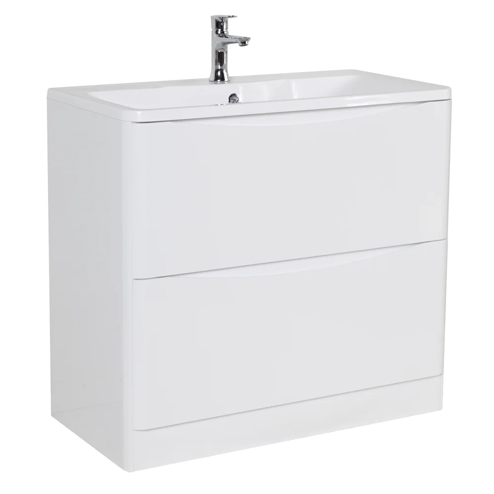 Приобрести belbagno тумба с раковиной acqua 90 см, напольная bianco lucido, белая раковина