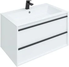 Aquanet Тумба с раковиной Lino 80 см, белая матовая