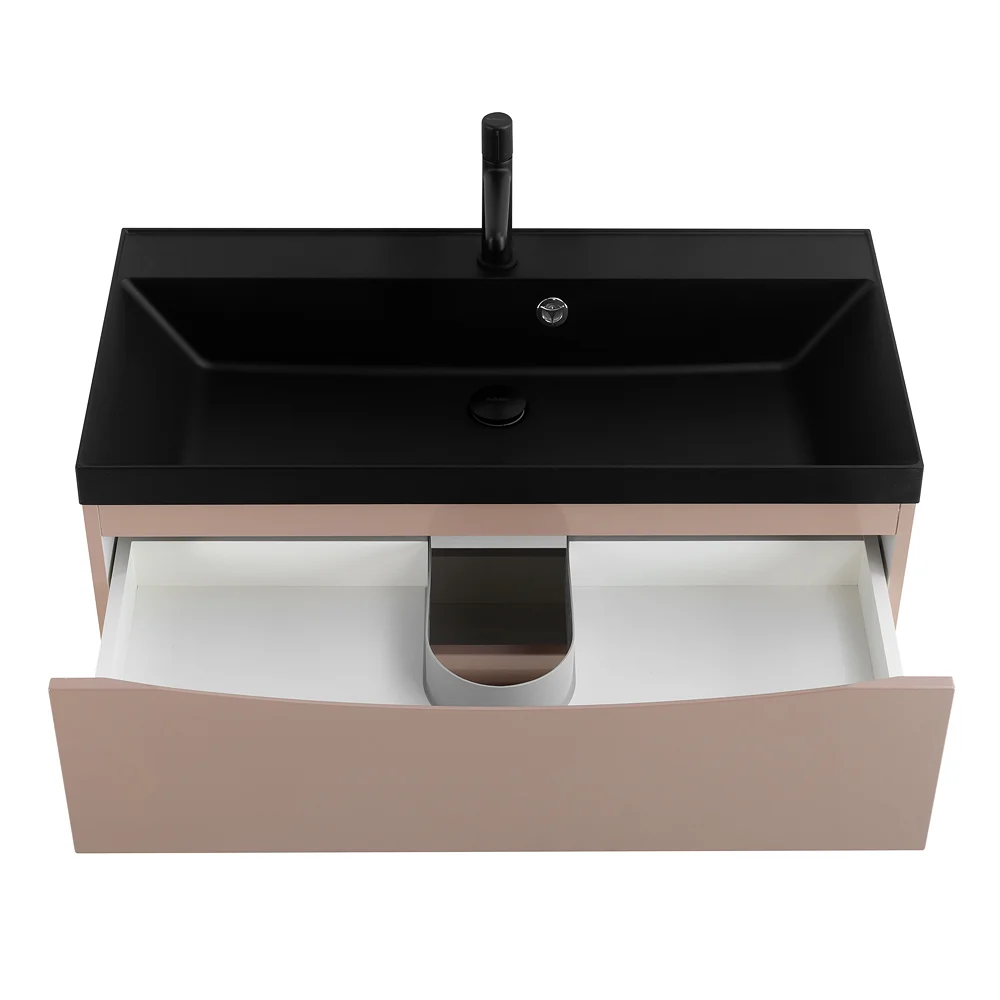 Приобрести belbagno тумба с раковиной marino 80 см, подвесная cappuccino lucido, чёрная раковина