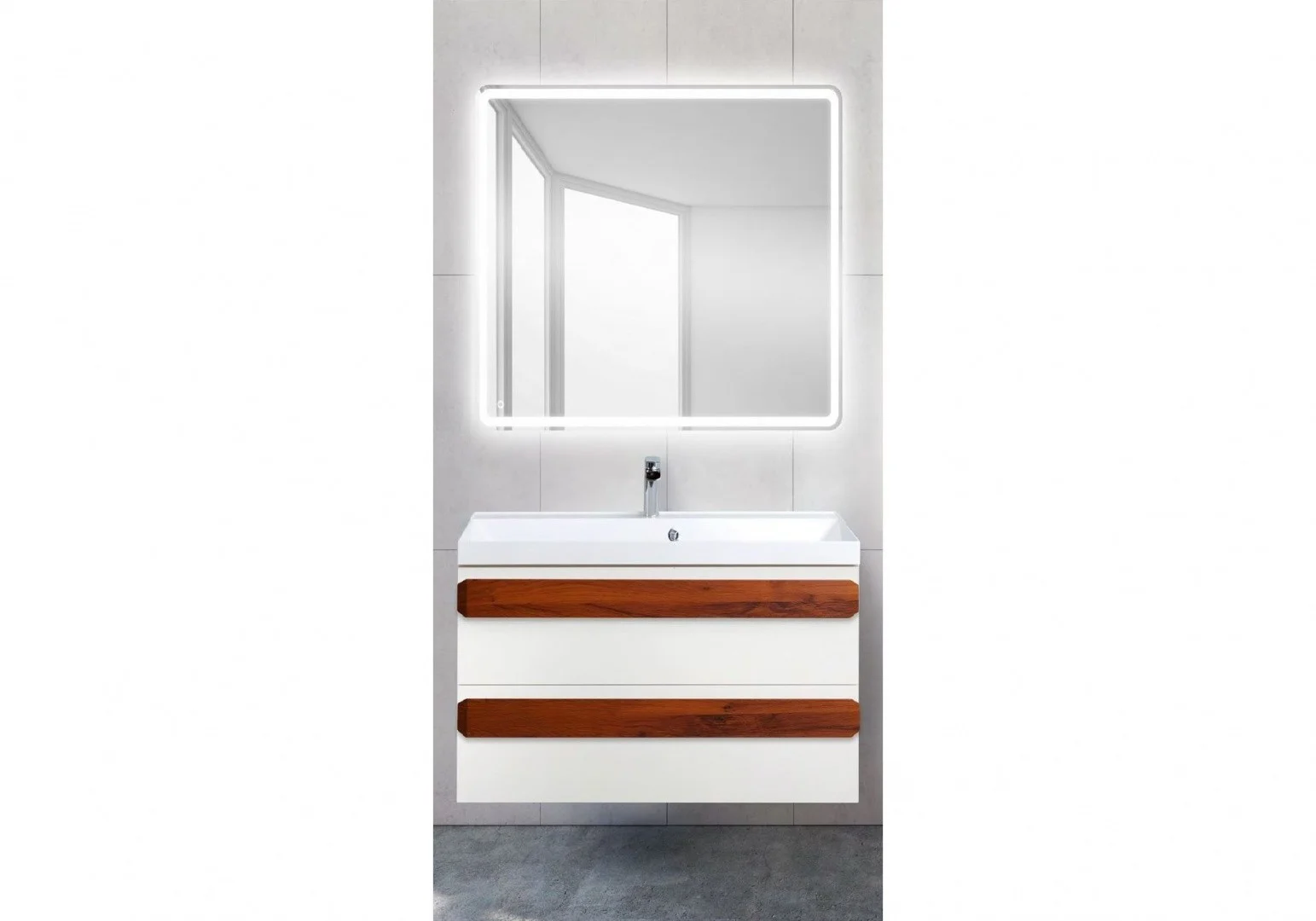 Приобрести тумба подвесная с раковиной belbagno aurora-800-2c-so-bl 80 см, bianco lucido