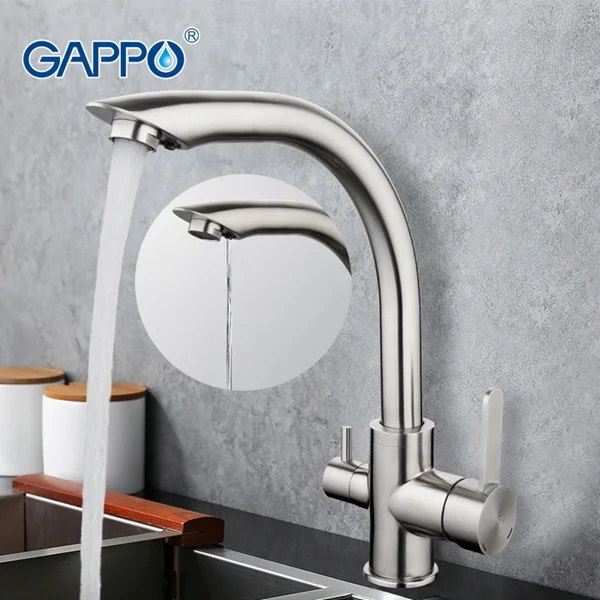 Приобрести gappo смеситель для кухни g4399 с фильтром, нержавеющая сталь 85256