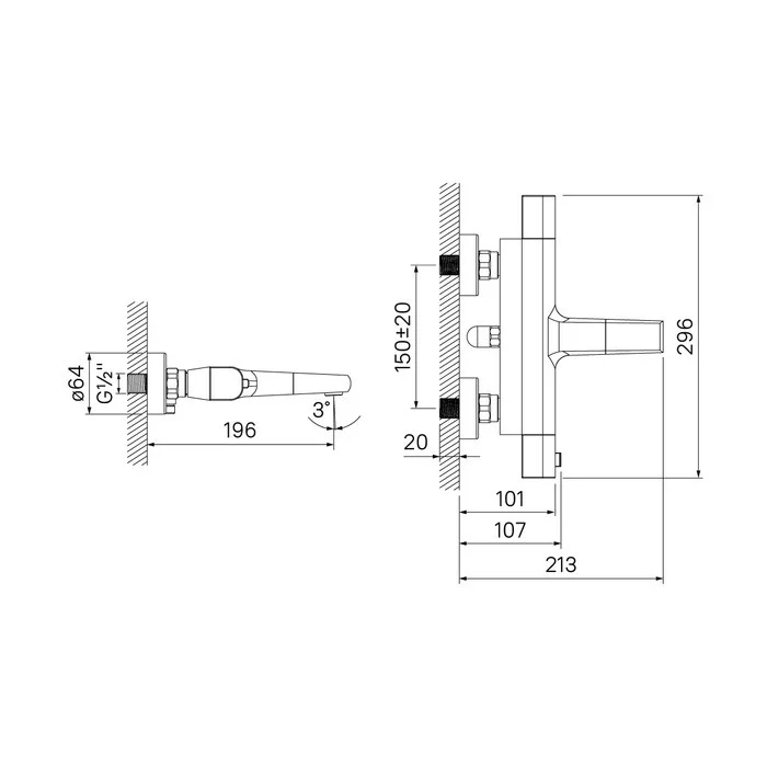 Приобрести iddis смеситель для ванны uniterm 296мм с термостатом, хром unisb02i74wa